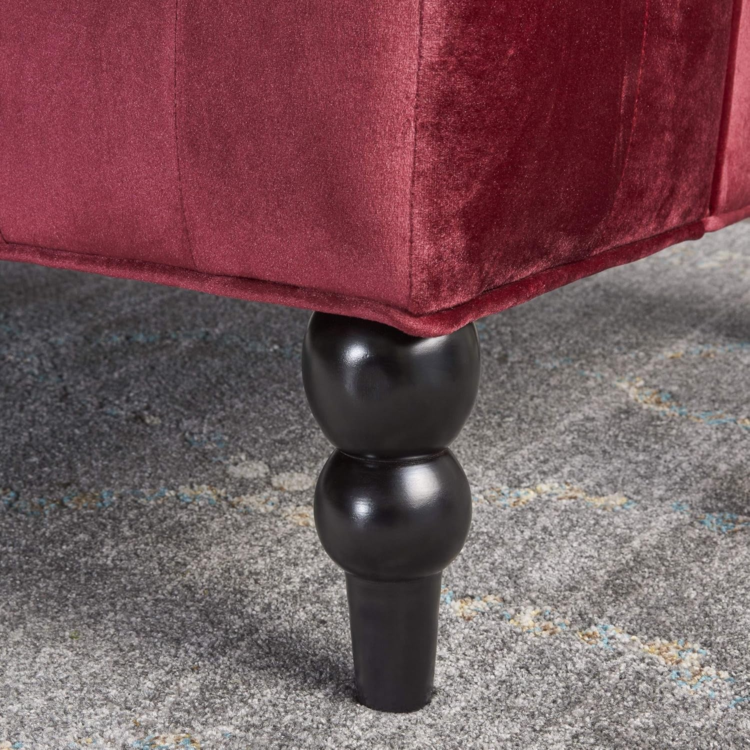 Christopher Knight Home  Leona Modern Glam Tufted Velvet Wingback Loveseat, Wine and Dark Brown, 34.00 ''D X 50.25‘’W X 38.50'' H