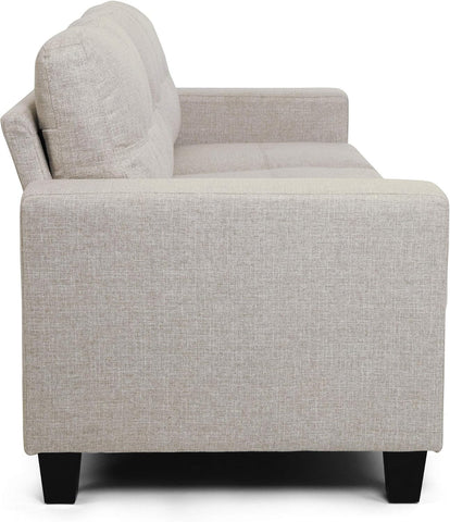 Viviana Three Seater Sofa with Wood Legs, Beige and Natural Finish