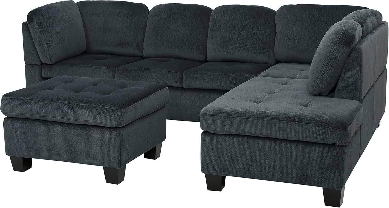 Canterbury Fabric Sectional Set, Charcoal