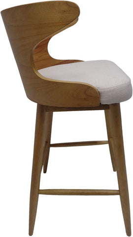 Gdfstudio  Truda Mid Century Modern Fabric Barstools Set of 2 in Light Beige