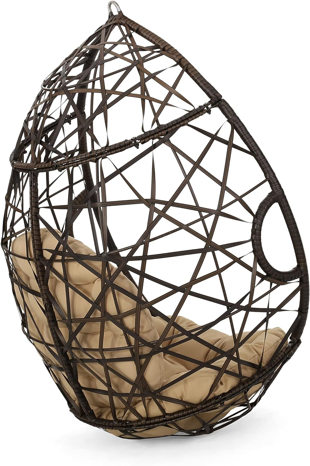 CKH Wicker Tear Drop Hanging Chair, Brown